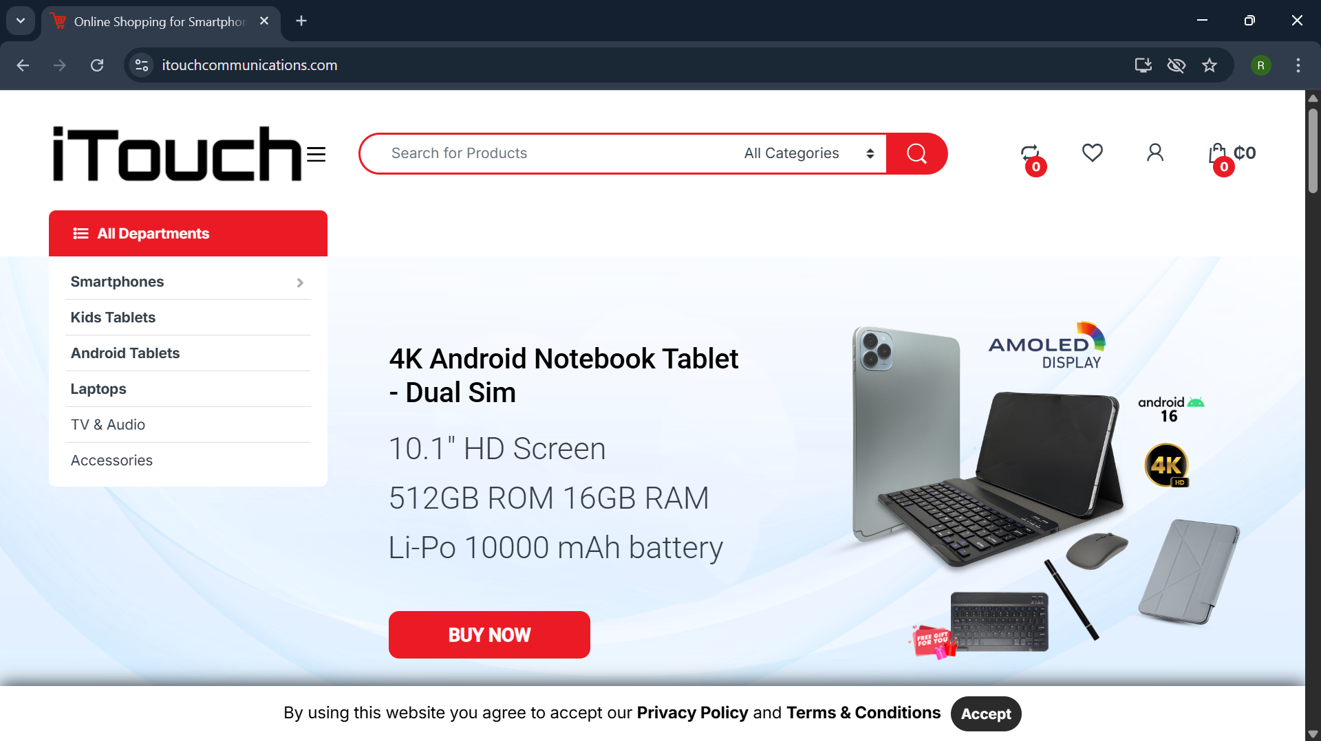 iTouch Ghana website - Mobile phone retailer e-commerce site by TechSage